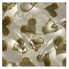   Golden Hearts Large Satin Scarf (square) by Galinka