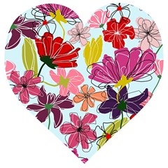 Flower Pattern Wooden Puzzle Heart by Galinka