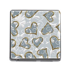   Gold Hearts On A Blue Background Memory Card Reader (square 5 Slot) by Galinka