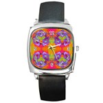 Glitch Futuristic Punk  Square Metal Watch Front