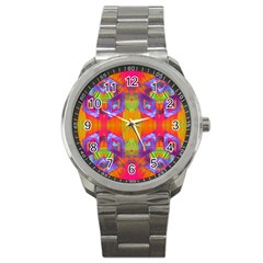 Glitch Futuristic Punk  Sport Metal Watch by gloriasanchez