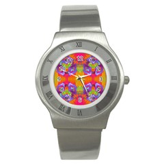 Glitch Futuristic Punk  Stainless Steel Watch by gloriasanchez