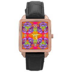 Glitch Futuristic Punk  Rose Gold Leather Watch  by gloriasanchez