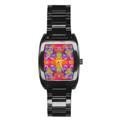 Glitch Futuristic Punk  Stainless Steel Barrel Watch by gloriasanchez