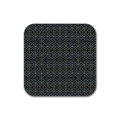 Iron Ornament Grid Pattern Rubber Coaster (square)  by dflcprintsclothing