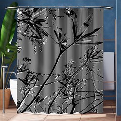 Grey Colors Flowers And Branches Illustration Print Shower Curtain 60  X 72  (medium)  by dflcprintsclothing