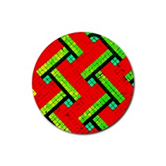 Pop Art Mosaic Rubber Coaster (round)  by essentialimage365