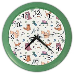 Funny Cats Color Wall Clock by SychEva