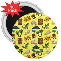 Tropical Island Tiki Parrots, Mask And Palm Trees 3  Magnets (10 Pack)  by DinzDas