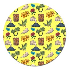 Tropical Island Tiki Parrots, Mask And Palm Trees Magnet 5  (round) by DinzDas