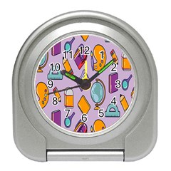 Back To School And Schools Out Kids Pattern Travel Alarm Clock by DinzDas