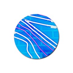 Pop Art Neon Wall Rubber Round Coaster (4 Pack)  by essentialimage365