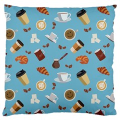 Coffee Time Large Cushion Case (one Side) by SychEva