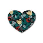 Tropical Autumn Leaves Rubber Coaster (Heart)  Front