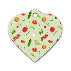 Seamless Pattern With Vegetables  Delicious Vegetables Dog Tag Heart (one Side) by SychEva