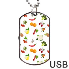 Fruits, Vegetables And Berries Dog Tag Usb Flash (two Sides) by SychEva