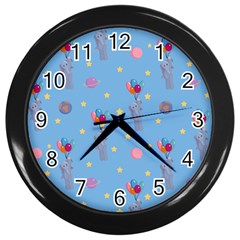 Baby Elephant Flying On Balloons Wall Clock (black) by SychEva