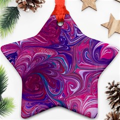 Painted Feathers Star Ornament (two Sides) by kaleidomarblingart