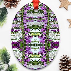 Woven Floral Repeat Oval Ornament (two Sides) by kaleidomarblingart