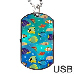 Cheerful And Bright Fish Swim In The Water Dog Tag Usb Flash (two Sides) by SychEva