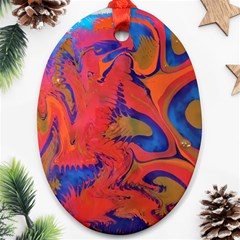 Red Flames Ornament (oval) by kaleidomarblingart