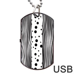 Stripes Black White Pattern Dog Tag Usb Flash (two Sides) by designsbymallika