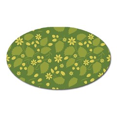 Folk Flowers Pattern Floral Surface Design  Oval Magnet by Eskimos