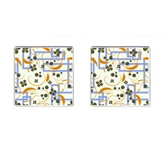 Folk Flowers Pattern Floral Surface Design Cufflinks (square) by Eskimos