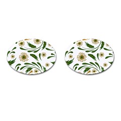 Folk Flowers Pattern Floral Surface Design Cufflinks (oval) by Eskimos