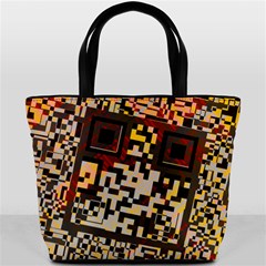 Root Humanity Bar And Qr Code Flash Orange And Purple Bucket Bag by WetdryvacsLair