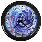 Watercolor-rose-flower-romantic Wall Clock (Black) Front