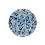 Science-education-doodle-background Rubber Round Coaster (4 pack)  Front