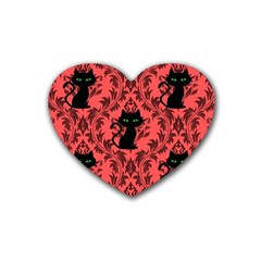 Cat Pattern Rubber Coaster (heart)  by NerdySparkleGoth