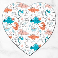 Funny Dinosaurs Kids Jigsaw Puzzle (heart) by SychEva