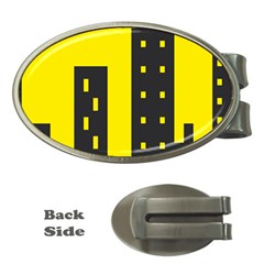 Skyline-city-building-sunset Money Clips (oval)  by Sudhe