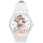 Rag-flats-onion-flats-llc-architecture-drawing Graffiti-architecture Round Plastic Sport Watch (M) Front