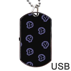 Purple Skulls On Dark Background Dog Tag Usb Flash (one Side) by SychEva