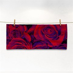 Roses-red-purple-flowers-pretty Hand Towel by Sudhe