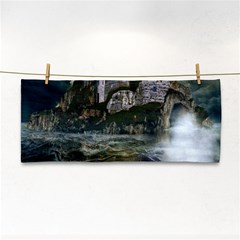 Sea-island-castle-landscape Hand Towel by Sudhe