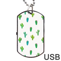 Funny Cacti With Muzzles Dog Tag Usb Flash (one Side) by SychEva