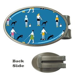 Girls Walk With Their Dogs Money Clips (oval)  by SychEva