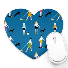 Girls Walk With Their Dogs Heart Mousepads by SychEva