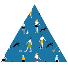 Girls Walk With Their Dogs Wooden Puzzle Triangle by SychEva