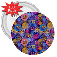 Multicolored Splashes And Watercolor Circles On A Dark Background 3  Buttons (100 Pack)  by SychEva