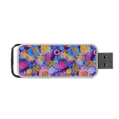 Multicolored Splashes And Watercolor Circles On A Dark Background Portable Usb Flash (two Sides) by SychEva