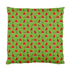 Juicy Slices Of Watermelon On A Green Background Standard Cushion Case (two Sides) by SychEva