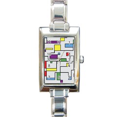 Colorful Rectangles Rectangle Italian Charm Watch by LalyLauraFLM