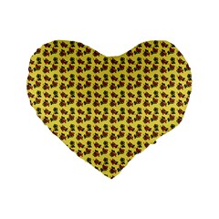 Cute Deer Pattern Yellow Standard 16  Premium Flano Heart Shape Cushions by snowwhitegirl