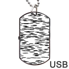 Black And White Abstract Pattern, Ovals Dog Tag Usb Flash (one Side) by Casemiro