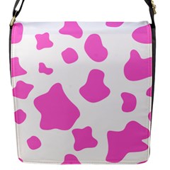 Pink Cow Spots, Large Version, Animal Fur Print In Pastel Colors Flap Closure Messenger Bag (s) by Casemiro